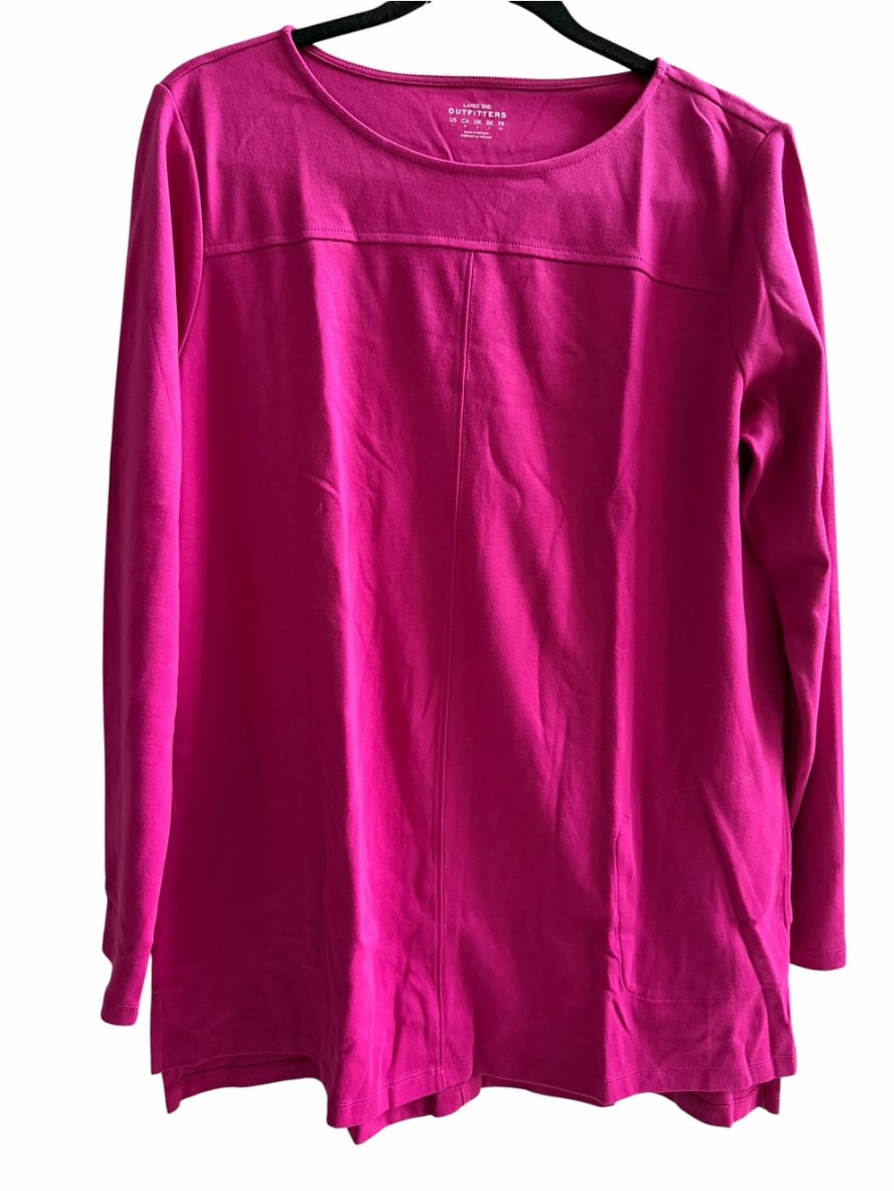 LANDS END Long Sleeve Scoop-Neck Tunic Berry with Pockets Size Large